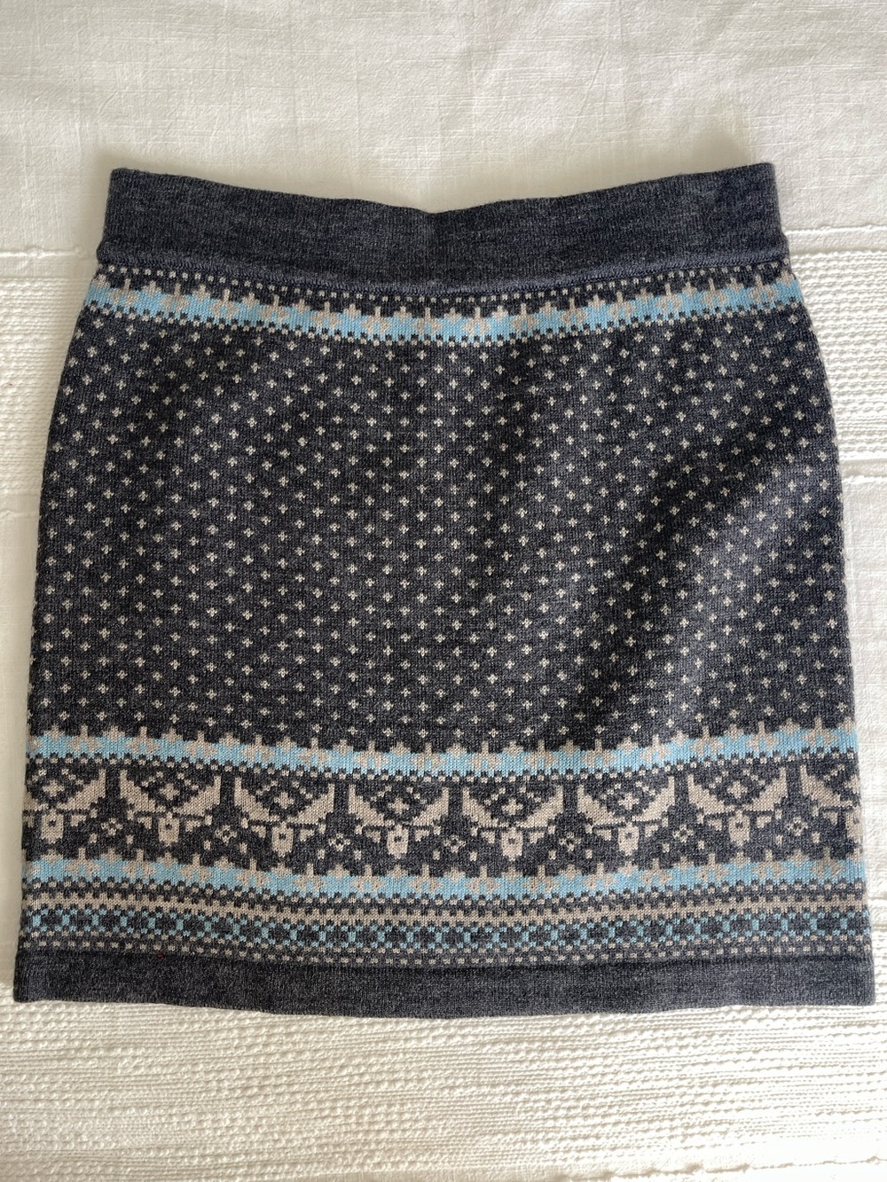 Gray Knit Fair Isle Print Mini Skirt